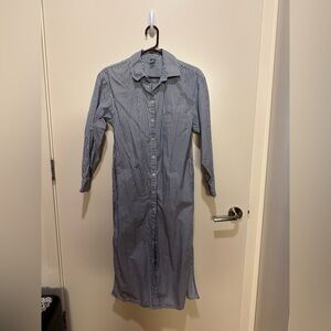 Striped Blue Cotton Shirt Dress
